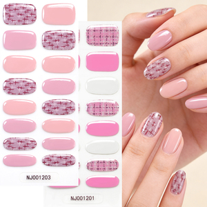 16 autocollants/kit <span class=keywords><strong>pour</strong></span> ongles en gel semi-durci, motif à carreaux rouge et vert, couverture complète, couleur unie, autocollants en gel UV, patchs de <span class=keywords><strong>manucure</strong></span> DIY - Product Image 5