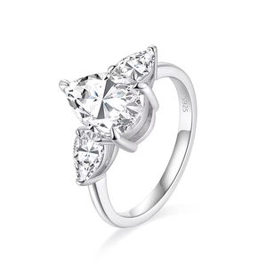 Trendy damla nişan yüzüğü 925 ayar gümüş 2ct takı kübik zirkon düğün Band kadınlar için söz çiçek kadınlar yüzük - Product Image 1