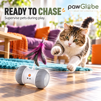 Jouet automatique pour chat, roue 11,8 x 7,5 x 7,5 cm en ABS avec plume, 2 vitesses, son et évitement d'obstacles pour chats d'intérieur