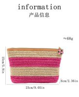 Pochette cosmétique bohème minimaliste rayée en paille, trousse de maquillage artisanale en raphia, mini sac de rangement de voyage portable avec logo personnalisé, OEM