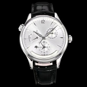 Édition personnalisée, montre unisexe de luxe à double fuseau horaire, réserve de marche jour/nuit, cristal saphir lumineux, boîtier argenté, cadran blanc - Product Image 1