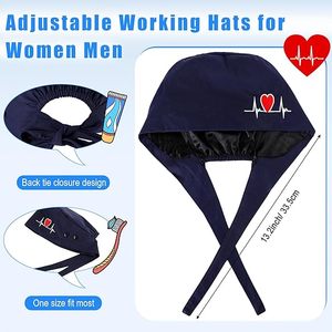 Logo Riêng Tie Trở Lại Màu Rắn Phẫu Thuật Cap Y Tá Bác Sĩ Làm Việc Hat Bông Chà Mũ Với Các Nút - Product Image 3