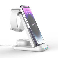 Vente directe d'usine Chargeur sans fil pliable 3 en 1 rapide 15W pour iPhone et Android Compatible avec les écouteurs