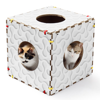 Cube conçu en usine chat planche à gratter maison assemblé lit ondulé avec chat escalade caractéristiques nouveaux jouets de fournitures pour animaux de compagnie