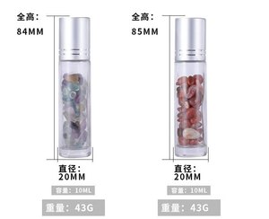 10ml Feng Shui Roller Bottle for Essential Oils Handmade with Natural Rose Quartz Amethyst <strong>Jade</strong> Crushed <strong>Stones</strong> Reiki Theme - Product Image 6