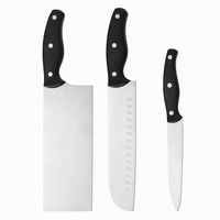 Ensemble de 3 couteaux de cuisine en acier inoxydable, couteau de chef, couteau à trancher, couteau Santoku pour hacher les os, trancher la viande