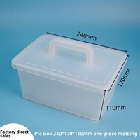 MSK PFA Box 240*170*110 mm Lid; Acid-Alkali-Resistant Square Trough; One-Piece Molded Container for Instrument Cleaning Soaking;