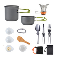 Set Peralatan Masak Gas Portabel untuk Berkemah DS-101, Kompor Mini Aluminium Alloy untuk Luar Ruangan & Tas Penyimpanan untuk Hiking & Piknik