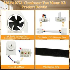 Motor de ventilador de condensador 120V RMT62136 para refrigeradores Crosley, pieza eléctrica de plástico de fácil instalación - Product Image 3