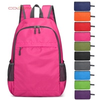 Tas Ransel Hiking Anti Air dengan Ritsleting, Ringan, Lipat, untuk Olahraga Luar Ruangan, Perjalanan, Santai, Bahan Polyester Bertekstur Besar