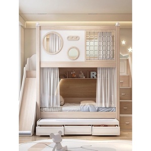 Letto <span class=keywords><strong>a</strong></span> soppalco moderno in legno color noce JS, con struttura resistente, contenitore e scivolo, design ecologico <span class=keywords><strong>per</strong></span> appartamento, set mobili <span class=keywords><strong>per</strong></span> bambini - Product Image 6