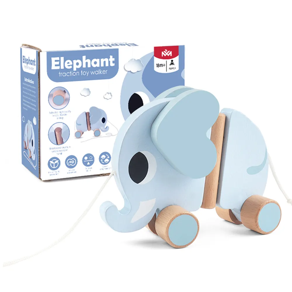 Chất Lượng Bằng Gỗ Elephant Xoay Traction Toy Walker Mầm Non Đồ Chơi Giáo Dục Cho Trẻ Em