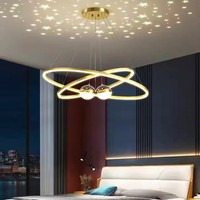 Décoration d'intérieur, lampe suspendue à 4 anneaux pour plafond haut, en acier, LED, ronde, moderne, en aluminium, style nordique, lustre de luxe, luminaire suspendu pour restaurant