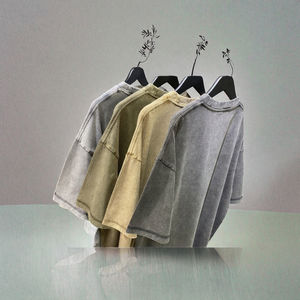 T-shirt Streetwear Homme Personnalisé DTF avec Logo, 100% Coton, Épaules Tombantes, Coupe Oversize, Effet Délavé Vintage, Longueur Allongée, Vierge - Product Image 2