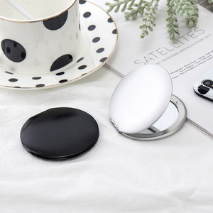 Customizable Logo Modern FREEFORM Mini Double-Sided Metal Handheld Folding Pocket Compact Cosmetic Mirror Custom Color Purse