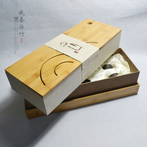 Bamboo Gift Box Rectangle Custom Made Wood Material For Tea Set Packaging With Logo Printing Option - Product Image 1