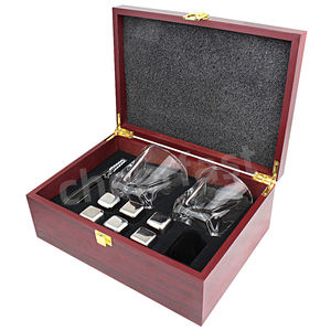 Cubo de hielo enfriador de whisky, piedra y cristal, regalo, acero inoxidable, Metal, 6 uds., juego de piedras con gafas - Product Image 3