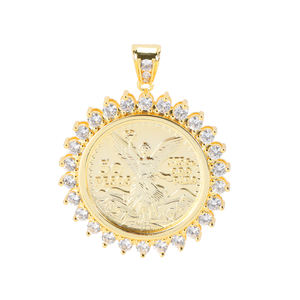 Pendentifs Centernario plaqués <span class=keywords><strong>or</strong></span> 14 carats, pièce de monnaie mexicaine de <span class=keywords><strong>50</strong></span> <span class=keywords><strong>pesos</strong></span>, grand pendentif religieux - Product Image 2