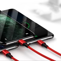 Câble USB universel 3 en 1 à prix avantageux, câble de charge rapide pour iPhone, câble de données en nylon pour téléphone Android