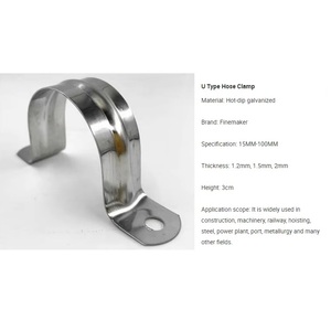 Morsetto a U zincato in ferro a due fori da 1/2" (16mm) per tubi rigidi, tipo sella per cavi e tubi EMT - Product Image 2
