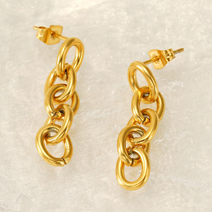 Zogxin Chain Drop Earrings 18K Gold Plated Stainless Steel Fashion Party Jewelry Geometric Design Women's Earrings - Product Image 3