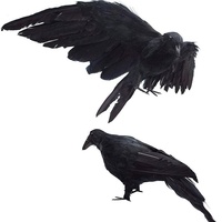 Nouvelle décoration d'Halloween : Modèle d'ornement corbeau à plumes simulées JY-B21021 pour la décoration intérieure et dissuasion des oiseaux, sans logo