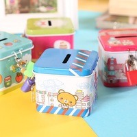 Tirelire personnalisée en métal sécurisée pour enfants, boîte à monnaie carrée avec serrure