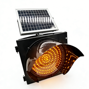 Luz de Advertencia de Tráfico LED Ámbar <span class=keywords><strong>Solar</strong></span> de 12V y 300mm, Material PC, Luz Intermitente de Seguridad Vial - Product Image 1