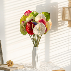 Bouquet de fleurs artificielles d'anthurium transfrontalier imprimé en 3D en plastique et tissu pour décoration de mariage, de maison et accessoires extérieurs - Product Image 1