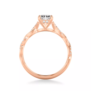Anillo de compromiso personalizado de oro rosa de 14 quilates con diamante de corte radiante cultivado en laboratorio, tallo retorcido, pavé lateral, certificado IGI, aniversario de boda - Product Image 4