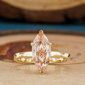 Anillo de Compromiso Clásico de Oro Sólido de 14K con Diamante de Corte Marquesa Cultivado en Laboratorio, Anillo de Boda de Lujo, Certificado IGI, Regalo de Aniversario - Product Image 1