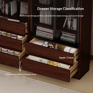Lxyx Modern Wooden <b>Bookcase</b> with Adjustable Shelves and Drawers for Living Room Storage and Display - Product Image 2