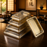 Plateau à sushi en gros, boîte d'emballage alimentaire rectangulaire de luxe jetable pour sushi, hamburger, nourriture, logo personnalisé