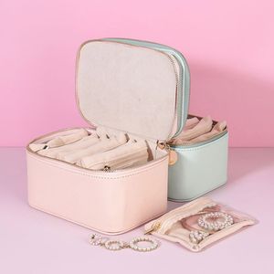 Portable <b>Travel</b> <b>Jewelry</b> Storage Boxes with Separate Bag Women's <b>Jewelry</b> Organizer <b>Case</b> Leather Ring Earring Necklace Packaging - Product Image 1