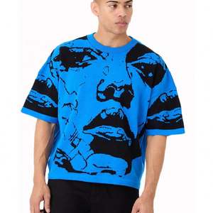 Camiseta extragrande de punto Jacquard 100% algodón personalizada para hombre fabricante de camisetas con estampado de letras para hombre - Product Image 1