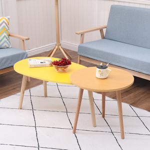 Modern Oval Coffee <b>Table</b> Laminate Top Wood Legs <b>Small</b> Living Room Sofa Side <b>Table</b> - Product Image 4