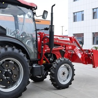 Tracteur agricole à quatre roues motrices de 90 chevaux, modèle d'exportation, avec chargeur frontal, compatible avec plusieurs outils agricoles, tracteur chinois
