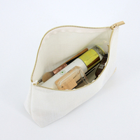 Pochette à fermeture éclair en toile de coton avec logo personnalisé pour maquillage sacs organisateur de bonbons en nylon ouverts de style à la mode en tissu de jute naturel