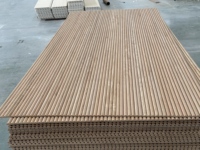 Panel Dinding 3D MDF Super Fleksibel dengan Veneer Kayu Bunga Oak Putih Alami Setengah Bulat untuk Dekorasi Interior