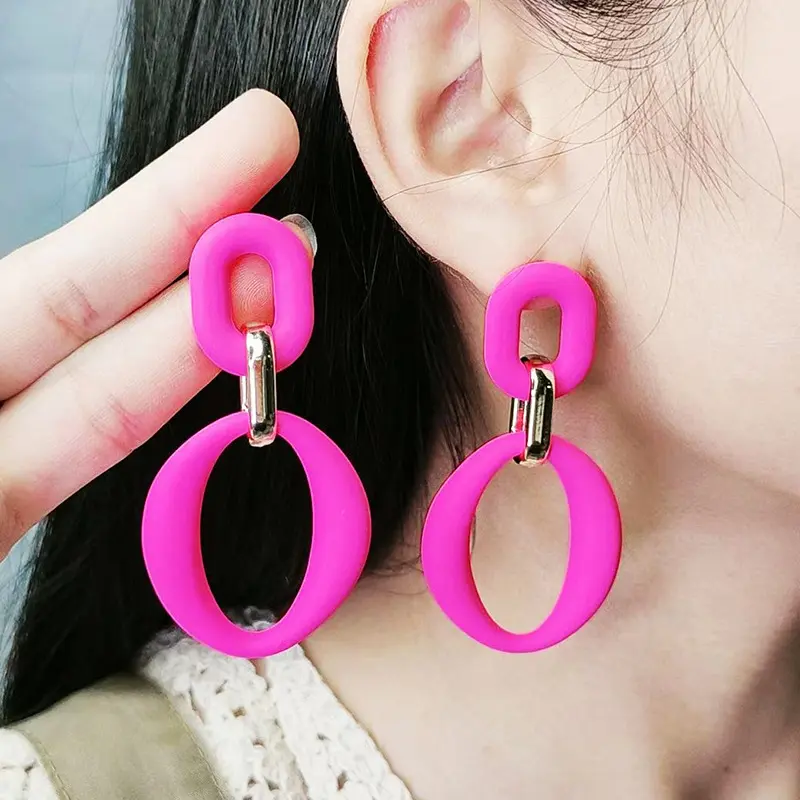 Mode Simple Style Pur Coloré Boucles D'oreilles Nouvelle Tendance De Luxe Clair Acrylique Anneaux Transparent Résine Anneaux Pour Femmes Filles Hommes