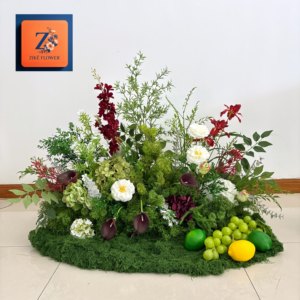 Arrangement floral artificiel de luxe bordeaux au toucher réel pour la décoration de lieux événementiels et la décoration florale d'événements - Product Image 5