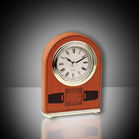 Gravé En Cuir Horloge de Bureau En Cuir Brut Or Visage Cadeau Prix