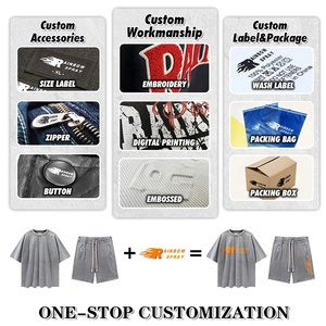 Rainbow Spray OEM Manufacturer Custom <strong>Men's</strong> Sun Faded T-shirts and <strong>Shorts</strong> Sets Summer Embroidered <strong>Patch</strong> Tee <strong>Shorts</strong> 2 Piece Sets - Product Image 5