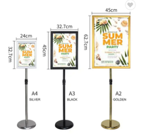 Vente directe d'usine Affiche sur pied Présentoir Hauteur réglable A2 A3 A4 Affiche Stand avec cadre à pression