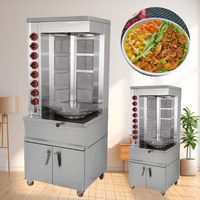 Four à barbecue moyen-oriental au gaz commercial à 8 brûleurs avec armoire, type vertical simple/double shawarma