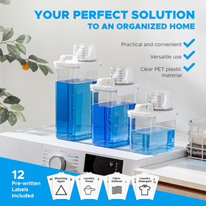Multifunction Sealed <b>Plastic</b> Laundry Powder <b>Container</b> With Measure Cup Liquid Detergent Dispenser for Laundry Room - Product Image 5