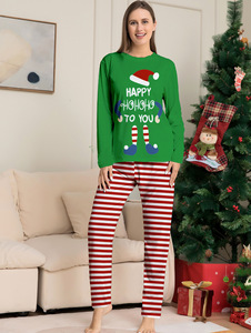 2023 Novo Conjunto De Pijama Desenhos Animados De Natal Impresso Listrado Casa Roupas Conjunto De Pijama De Natal - Product Image 5