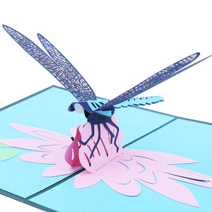 Tarjeta de Felicitación 3D de Papel Tallado con Diseño de Flor de Pansy y Libélula, Tarjeta de Regalo Personalizada con Recortes de Papel - Product Image 5