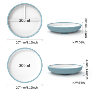<span class=keywords><strong>Platos</strong></span> blancos de porcelana para niños de diseño moderno con mangas de silicona microondas antideslizante <span class=keywords><strong>platos</strong></span> divididos para bebés <span class=keywords><strong>ventosa</strong></span> para niños pequeños - Product Image 6