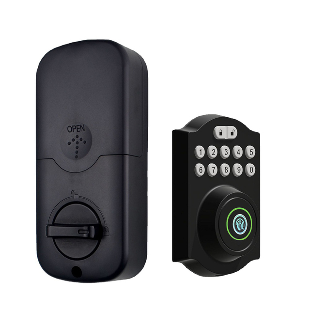Smart Keyless Entry Door Lock Knob Set with Biometric Keypad Electronic Deadbolt Fingerprint Reader Front Door Lock